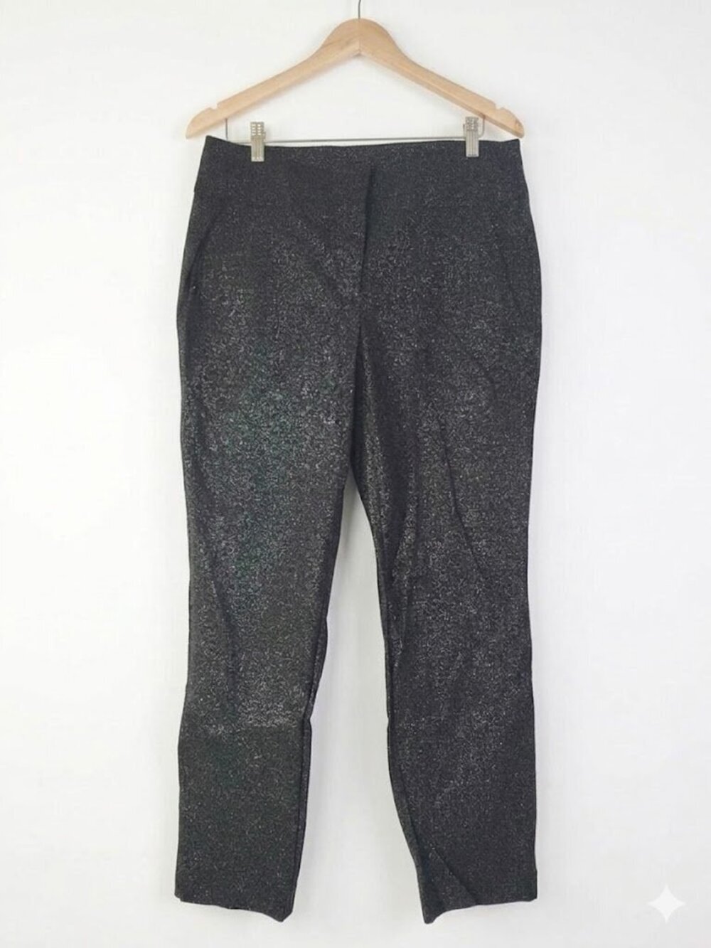 Lane Bryant Metallic Shimmer Slim Ankle Pants Black Silver 4-Season size 14